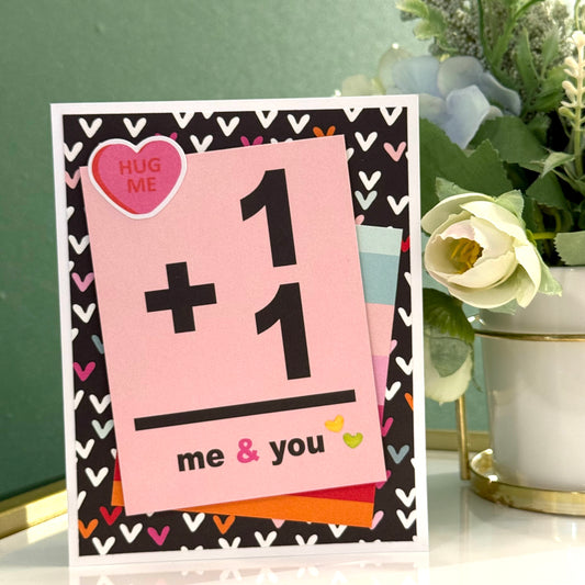 【手作心意卡】心心眼系列情人節卡 - 1 + 1 = me & you