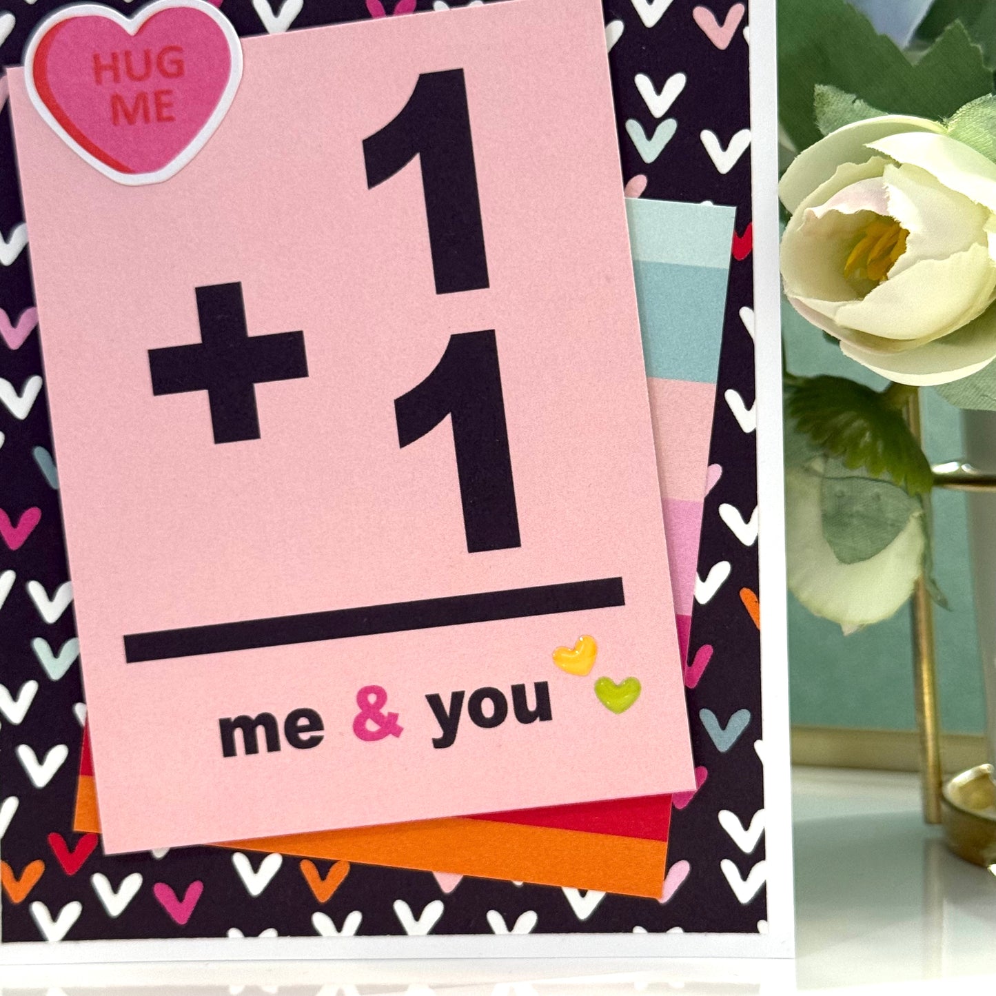 【手作心意卡】心心眼系列情人節卡 - 1 + 1 = me & you