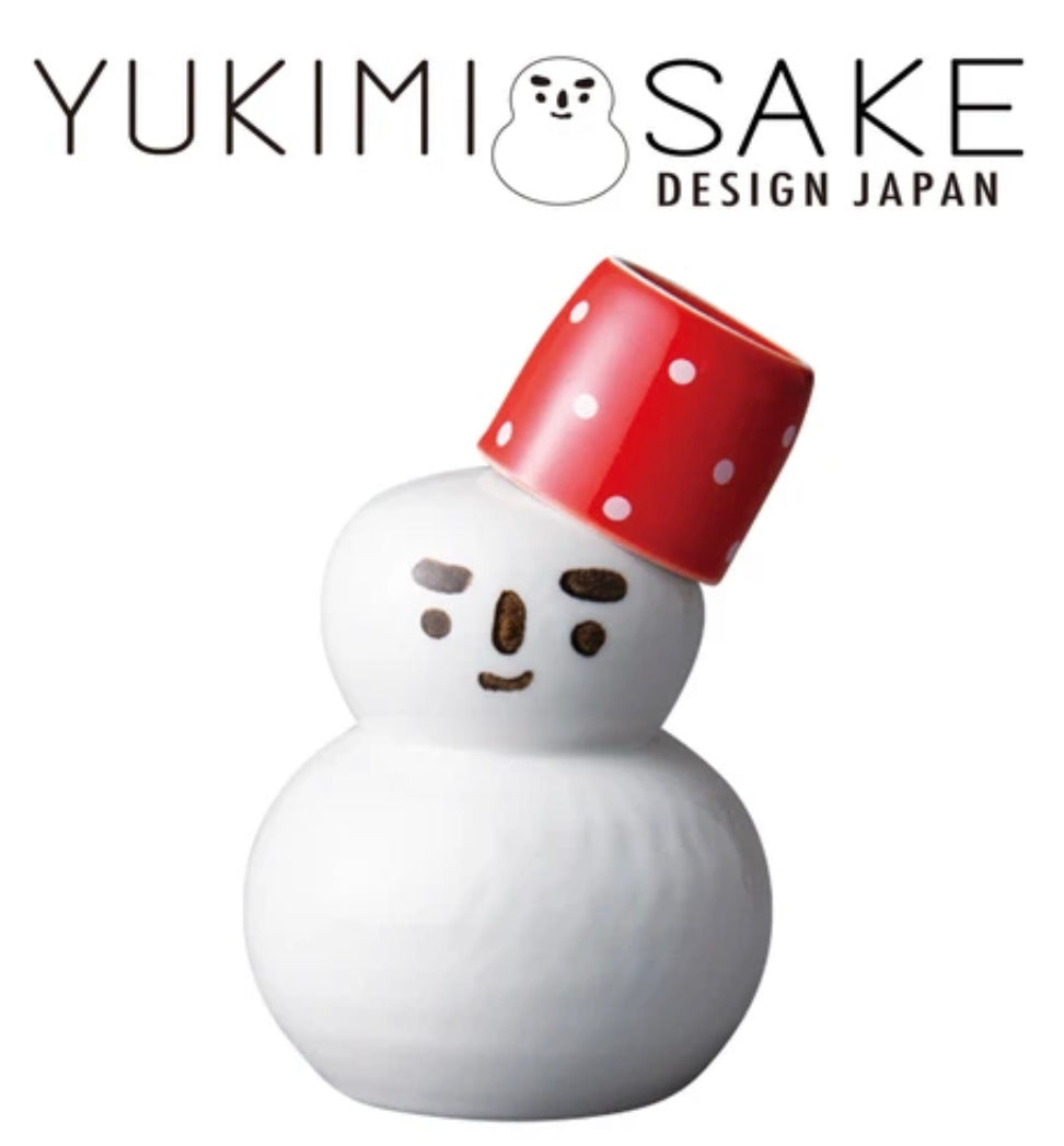[Japanese Sake Cup Set] Japanese-made cute snowman-shaped ceramic sake cup and sake pot set