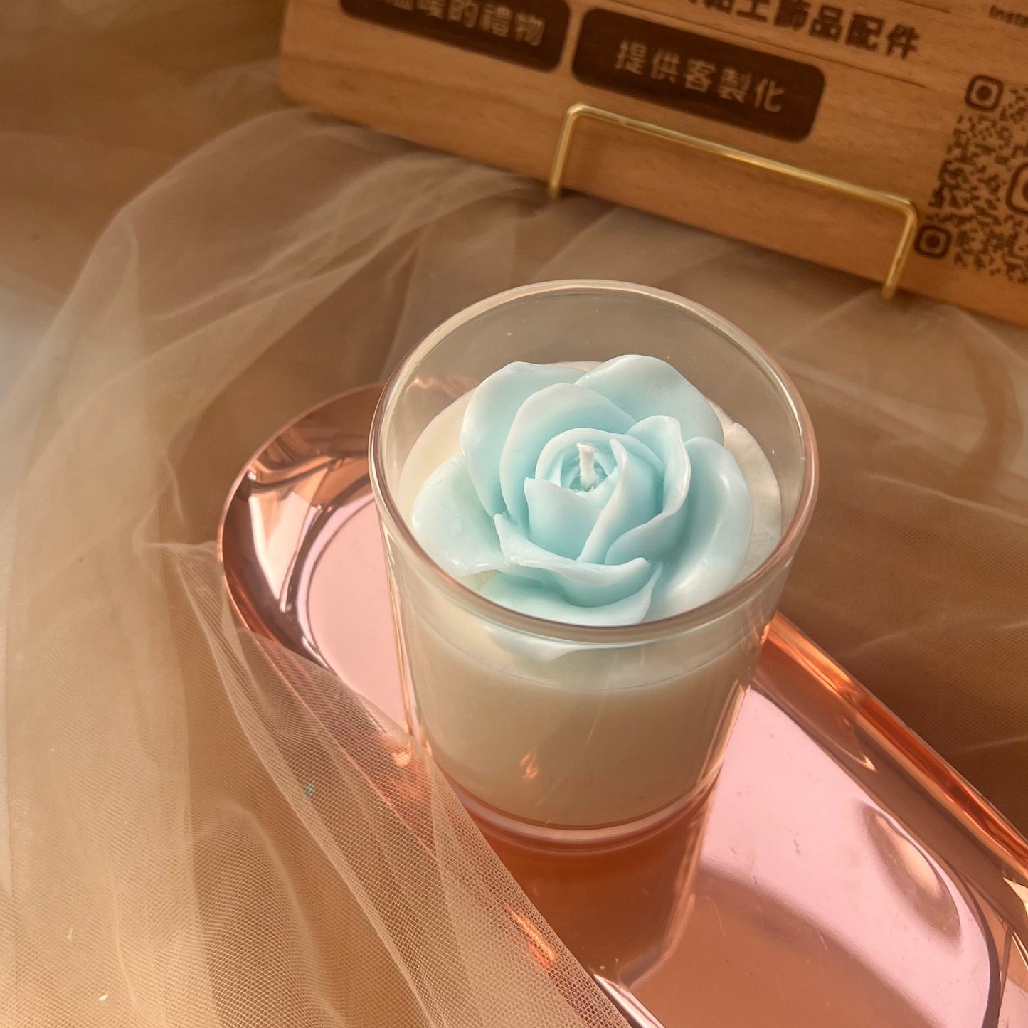 Rose Scented Candle - Blue