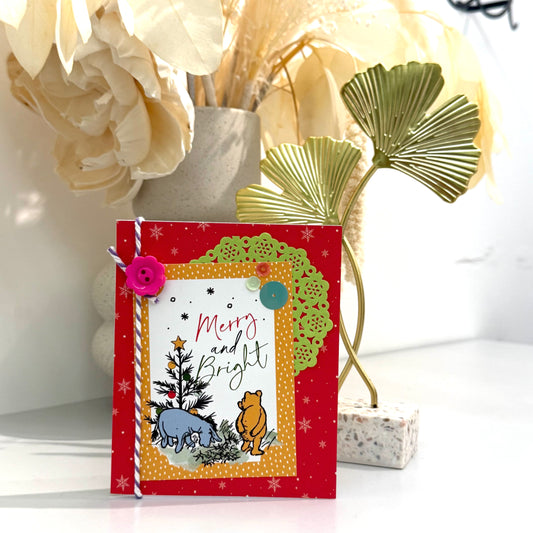 【手作心意卡】小熊維尼系列聖誕卡 - Merry & bright
