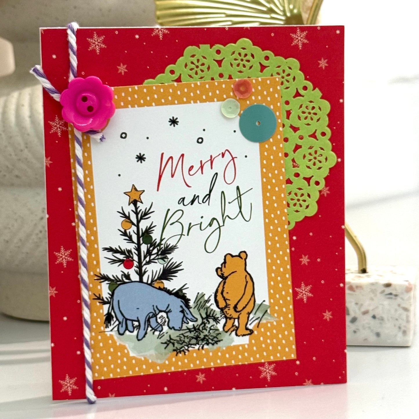 【手作心意卡】小熊維尼系列聖誕卡 - Merry & bright