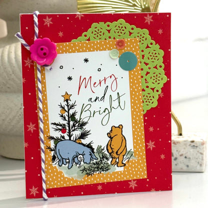 【手作心意卡】小熊維尼系列聖誕卡 - Merry & bright