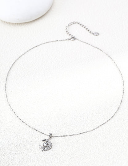 Wish Star Series – Dynamic Moonlight Necklace & Bracelet (Sterling Silver, Adjustable)