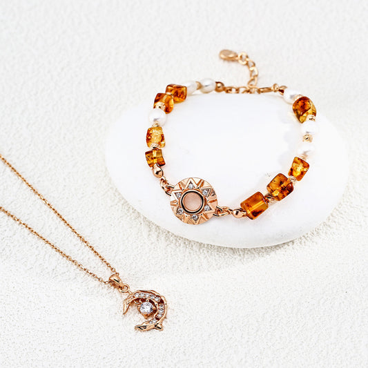 許願星系列 – 靈動月芒頸錬與手鍊 (純銀可調節)