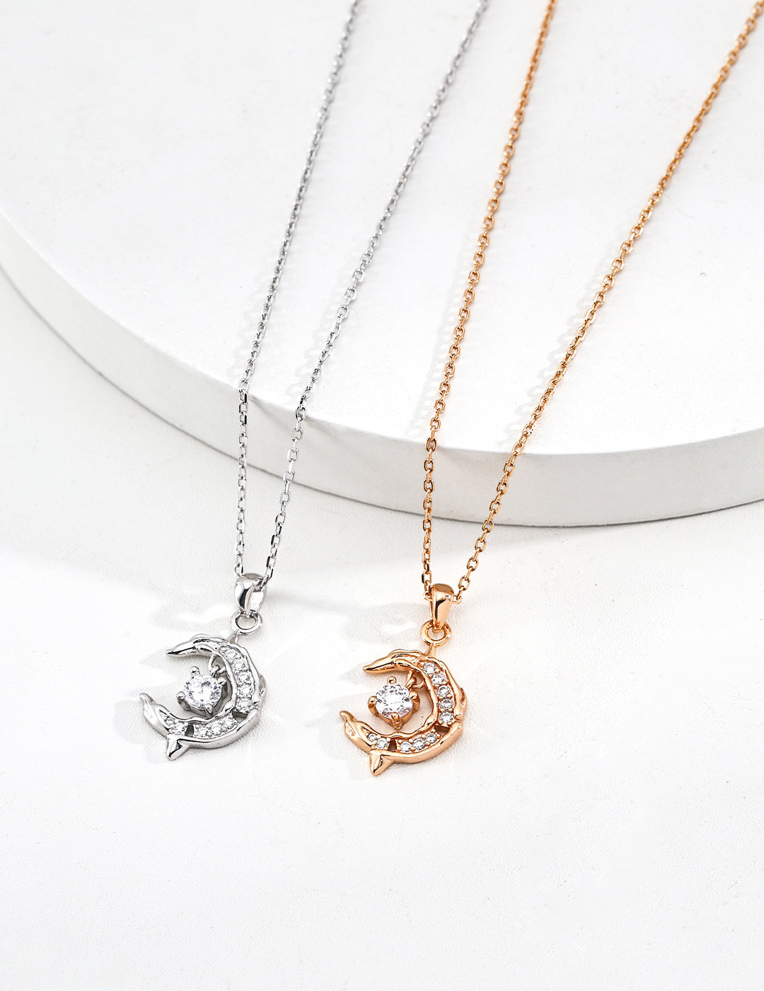 Wish Star Series – Dynamic Moonlight Necklace & Bracelet (Sterling Silver, Adjustable)