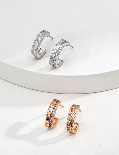 Vintage Pattern Design Zircon Earrings