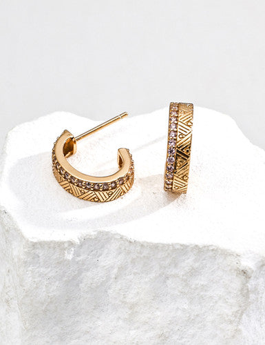 Vintage Pattern Design Zircon Earrings