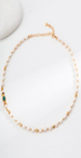 S925 silver simple natural pearl malachite necklace