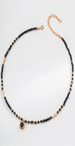 S925 silver round glossy black agate necklace