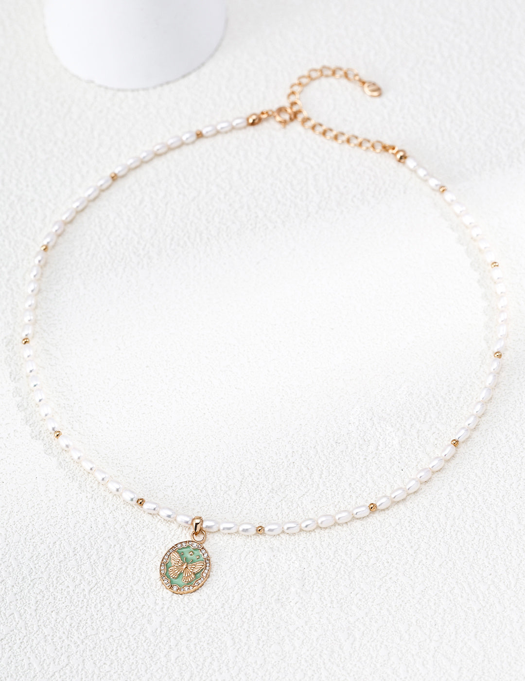 自然珍珠四葉草吊墜頸鍊 | S925純銀