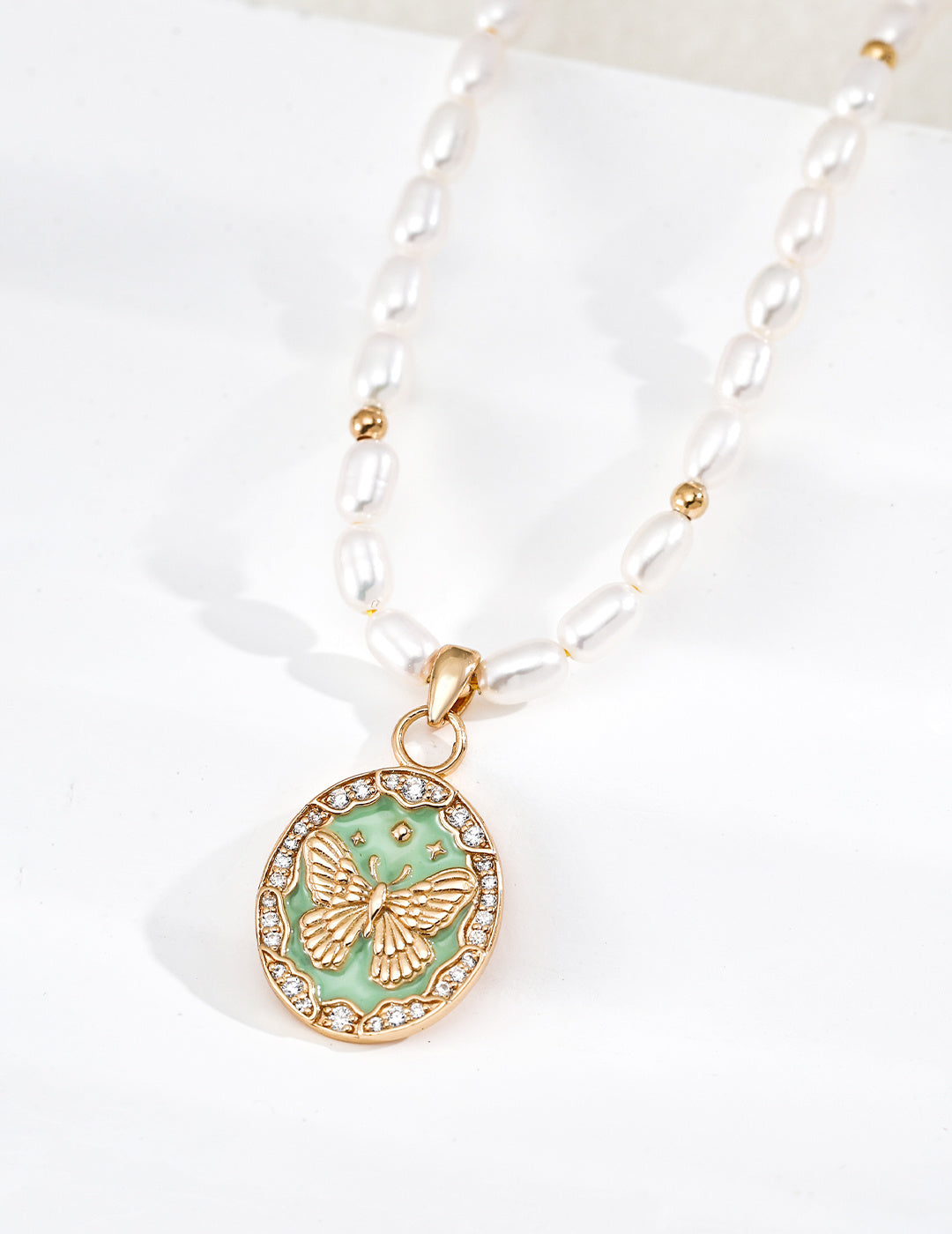 自然珍珠四葉草吊墜頸鍊 | S925純銀