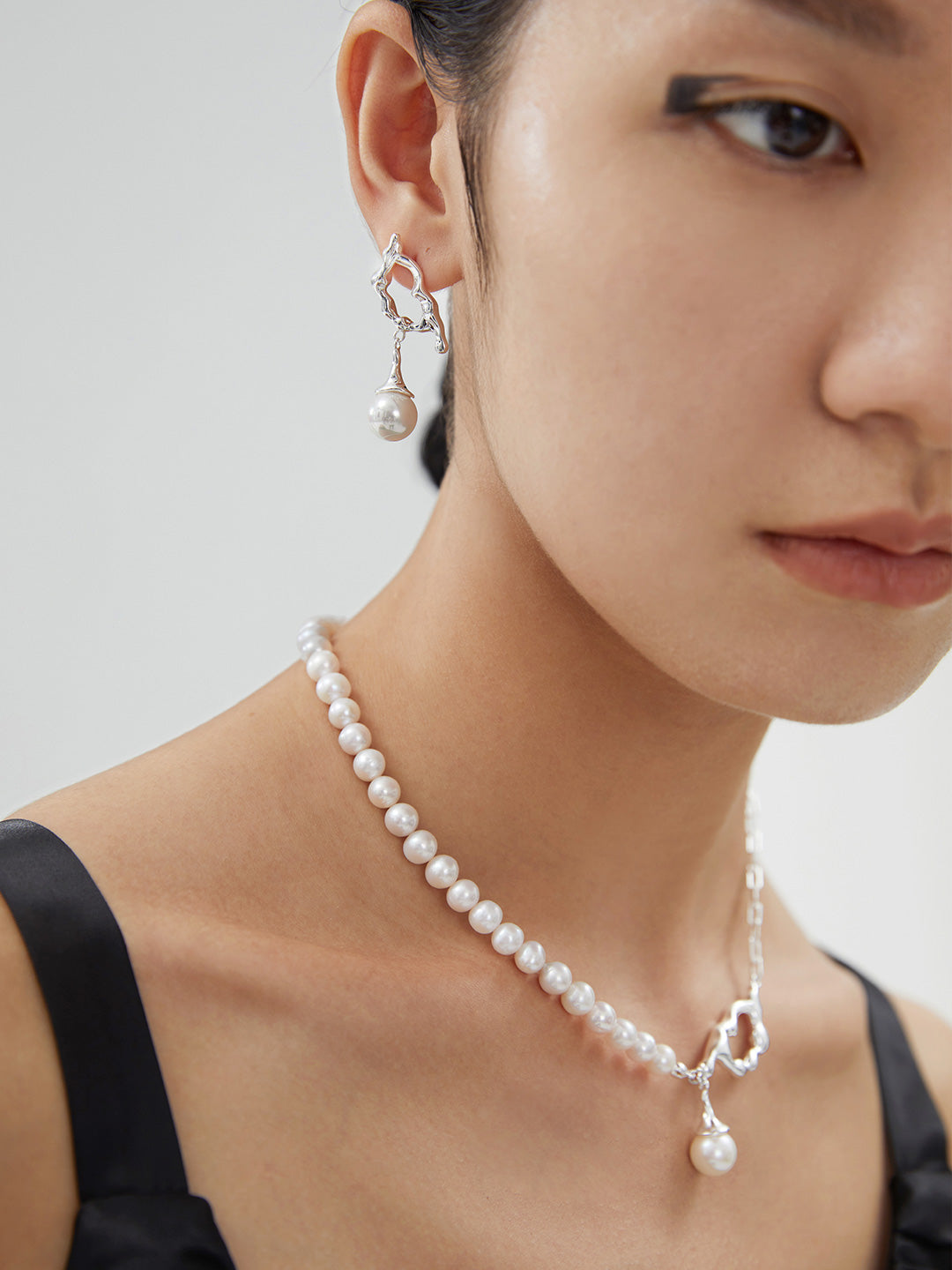 Pearl Reshape Necklace | S925 Silver Adjustable
