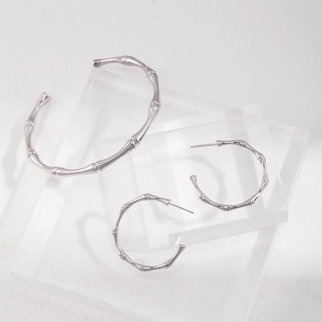 纯银半圈耳环