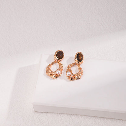 虎眼石耳環 | S925純銀金色設計