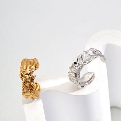 Textured Abstract Earrings & Adjustable Ring | S925 Silver Design