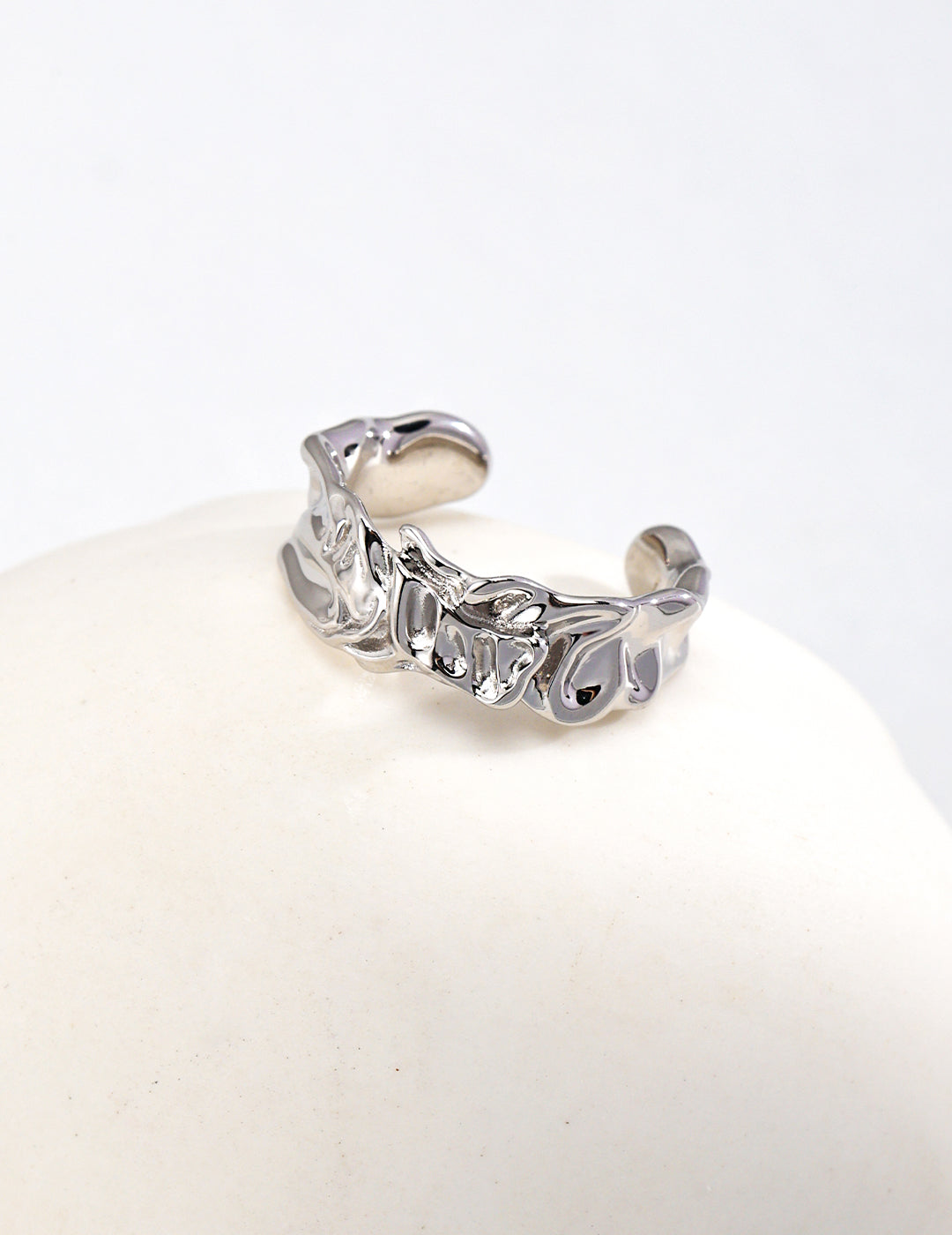 Textured Abstract Earrings & Adjustable Ring | S925 Silver Design