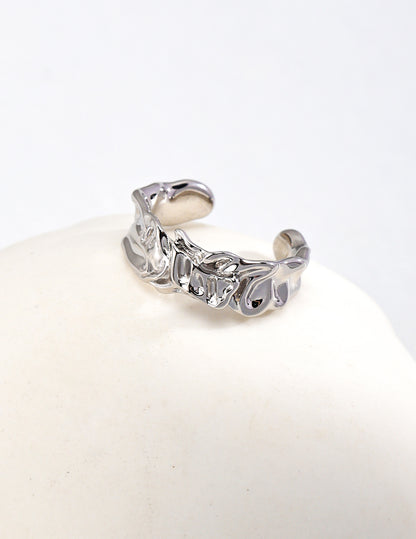 Textured Abstract Earrings & Adjustable Ring | S925 Silver Design