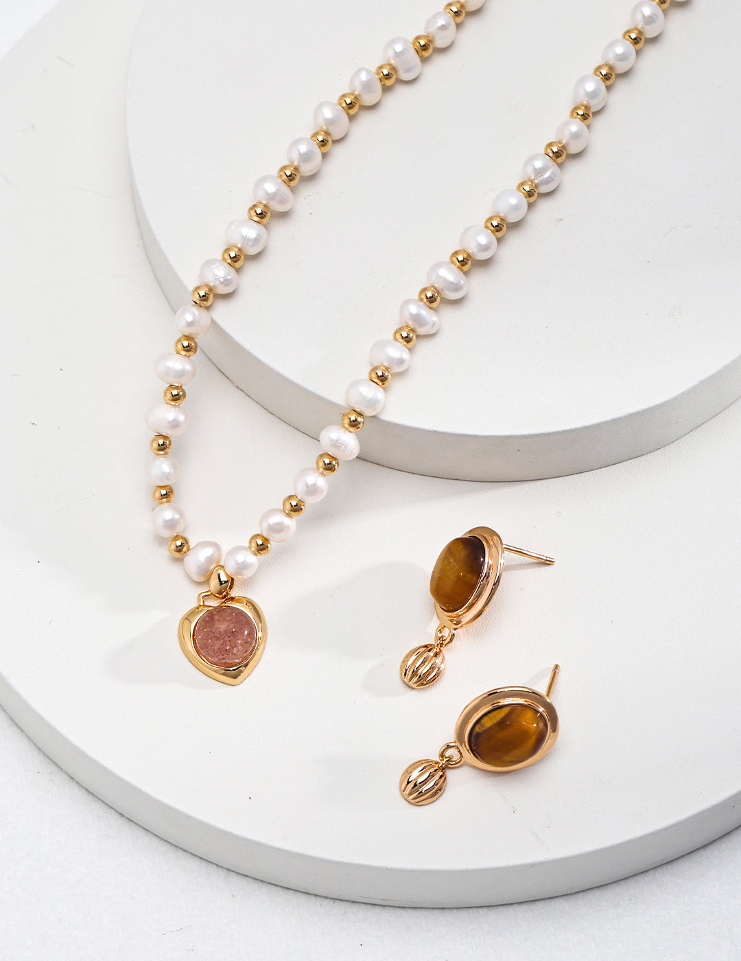 Minimalist Tiger Eye Earrings | S925 Silver Gold