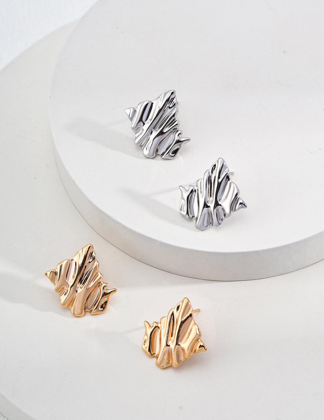 Textured Abstract Earrings & Adjustable Ring | S925 Silver Design