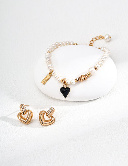 S925 silver heart-shaped earrings