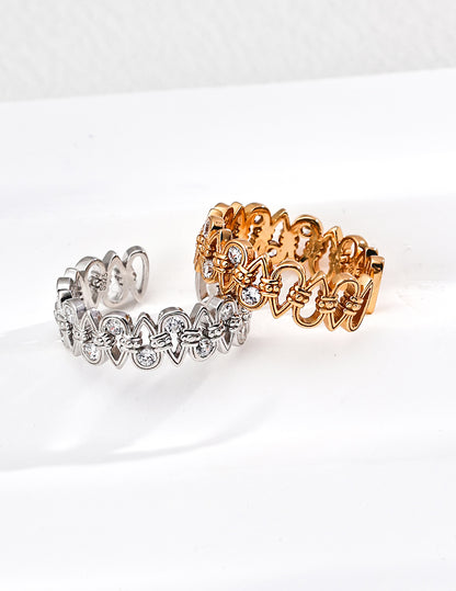 Moonlit Treasure S925 Silver Crown Ring – Luxurious Braided Design