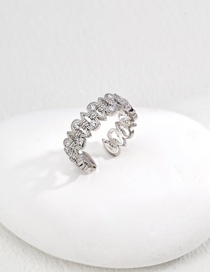 Moonlit Treasure S925 Silver Crown Ring – Luxurious Braided Design