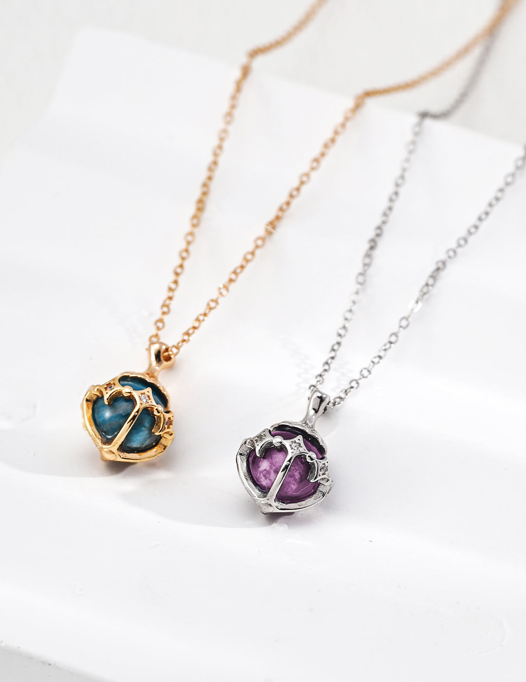 S925 Silver Lucky Star Necklace – Amethyst & Azurite Options
