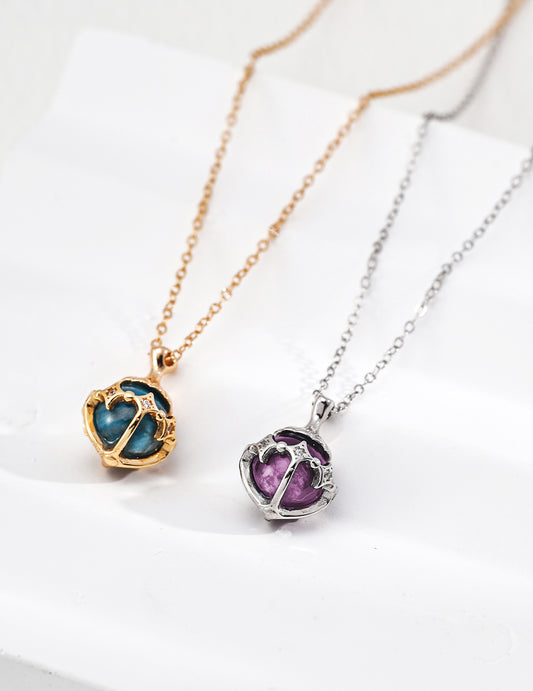 S925 Silver Lucky Star Necklace – Amethyst & Azurite Options