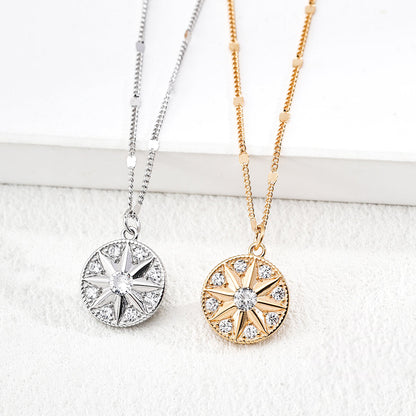 星芒鑲石頸鍊與耳環 | S925純銀設計
