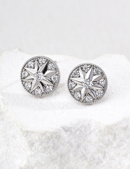 星芒鑲石頸鍊與耳環 | S925純銀設計