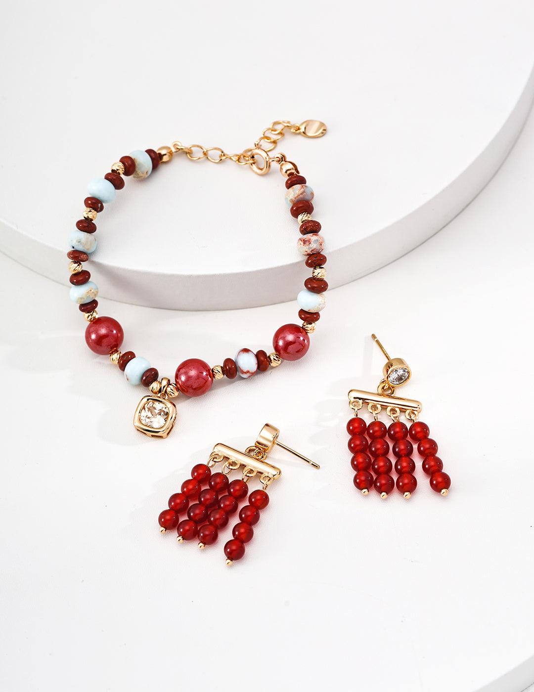  S925簡約紅瑪瑙耳環