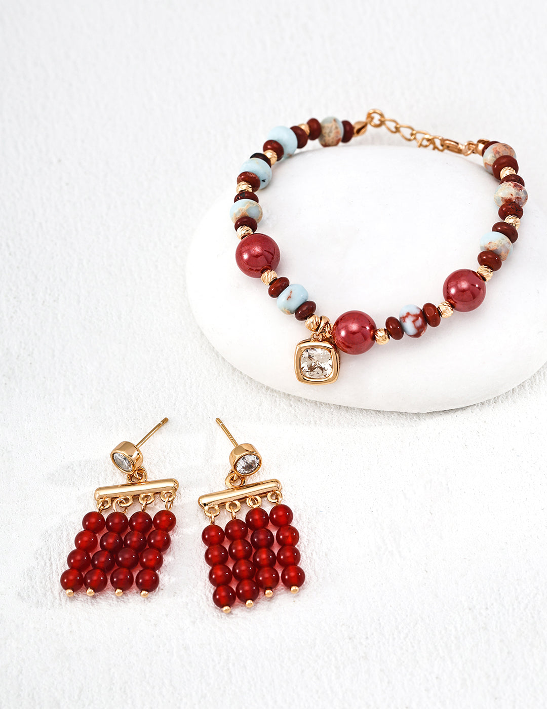  S925簡約紅瑪瑙耳環