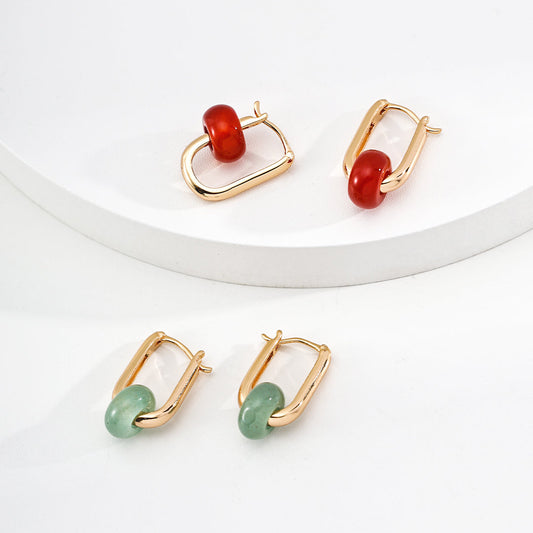 常青和諧玉瑪瑙耳環
