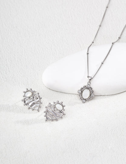 海島心跳愛心耳環 | 純銀珍珠首飾