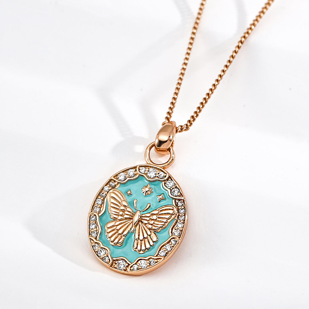 春日蝶影-蒂芬妮藍版項鍊