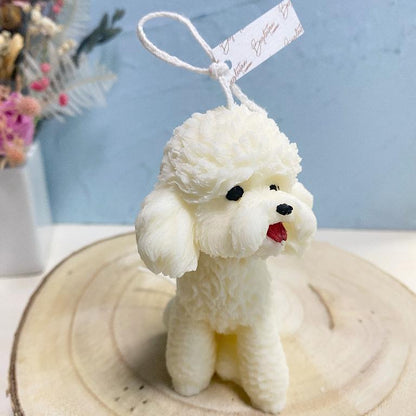 Fluffy Poodle Candle - White